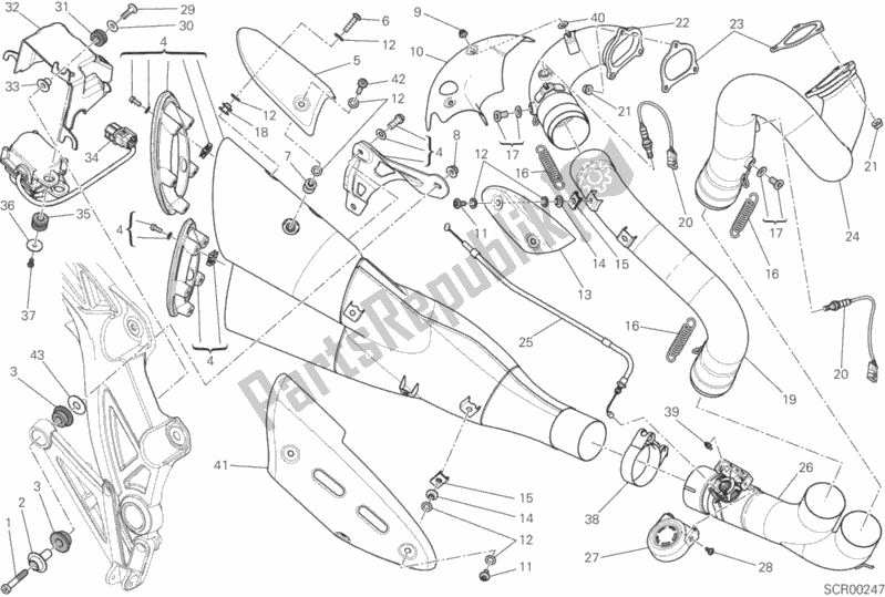 Toutes les pièces pour le Système D'échappement du Ducati Diavel FL 1200 2018